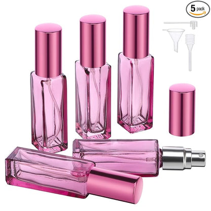 Segbeauty 5pcs Travel Refillable Atomizer, 10ML Empty Sprayer for Perfume, Mini Portable Glass Spray Bottle Dispenser for Cosmetic Accessories, Outgoing Travel Essentials