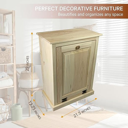 Peaceful Classics Tilt Out Trash Cabinet Without Drawer - Wooden Pull Out Cabinet, Decorative Trash Bin Cabinet for Kitchen, Bedroom, & Home Patio, Tilt Out Laundry Hamper Cabinet - Unfinished