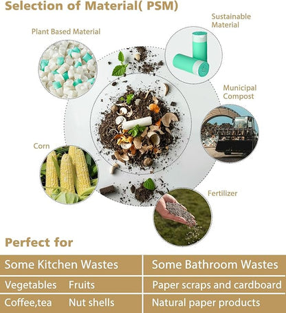 AYOTEE Small Trash Bag, 2 Gallon Trash Bag Drawstring Compostable Trash Bags, 50 Count Small Garbage Bags Bathroom Trashbags Compost Bags Waste Basket Liners for Bathroom, Office, Pet (Green)