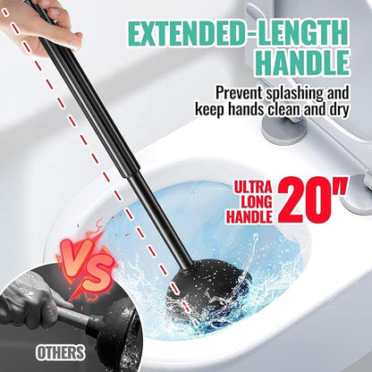 3PACK 4 in 1 Toilet Brush and Plunger Set with Crevice Cleaning Brush, Toilet Plunger and Brush Set with Extra Long Handle, Plungers for Bathroom Accessories, Toilet Plunger with Holder, Bright Black