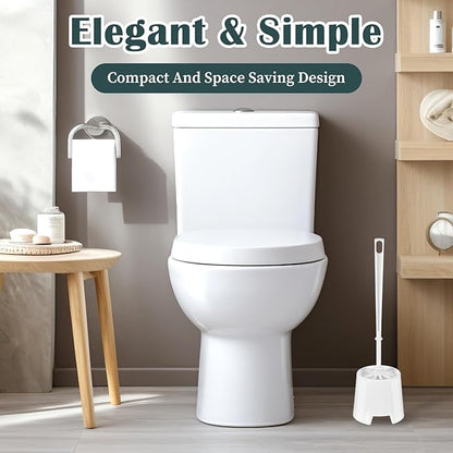 12sets toilet brush and holder set white disposable Toilet Bowl Brush and Plastic Holder Bathroom Deep Cleaning Combo with Caddy Stand Professional Janitorial Scrub Brushs Cleaning Accessor