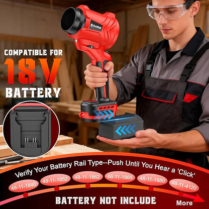 Cordless Leaf Blower for Milwaukee 18V Batteries(No Battery), Handheld Mini Turbo Blowers with 180°Rotatable Head, 6-Speed, Power Display, Battery Powered Blower for Leaves/Dust/Garage/Lawn