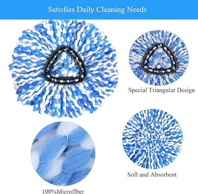 [ 5 Pack ]Mop Heads Replacements, Spin Mop Replacement Head Deep Cleaning Machine Washable and Easy-to-Replace,Spin Mop Refill Replacement Head 100% Microfiber,Mop Head Compatible with O Ceda EasyWrin