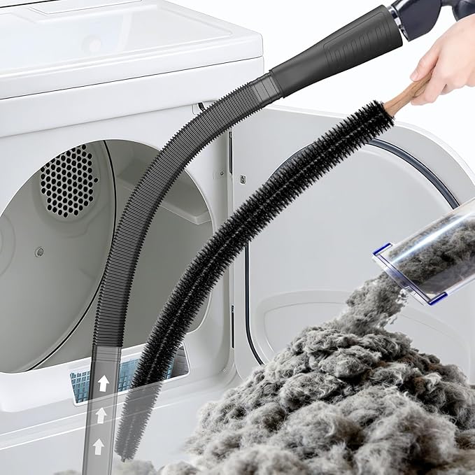 Sealegend Dryer Vent Cleaner Kit - Vacuum Hose Attachment & Lint Brush,Dryer Vacuum Hose Attachment Fit Most Vacuums and Dryer, Refrigerator Coils & Behind Appliances, Black