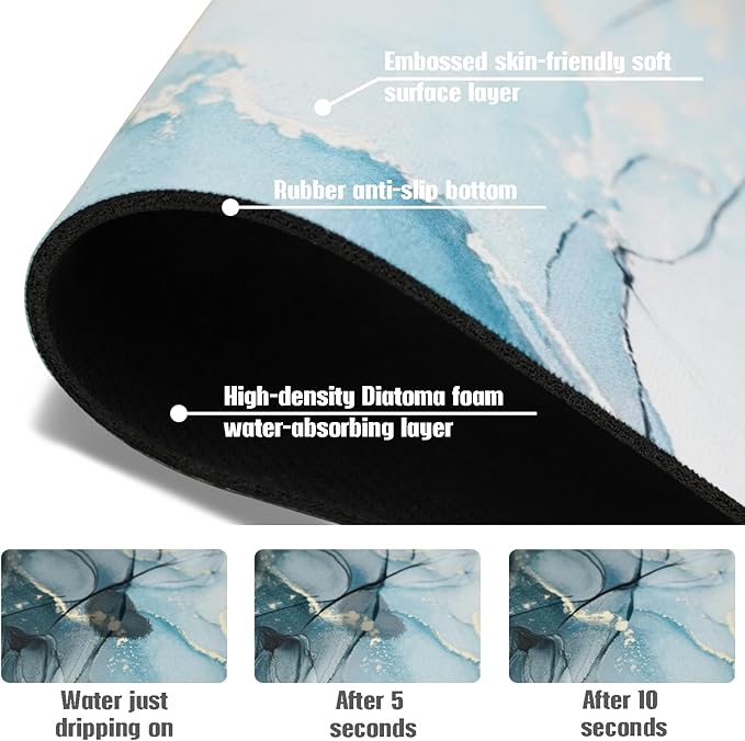 Sink Faucet Absorbing Mat, 2 Pack Drying Mat Around Faucet Sink Splash Guard Behind Faucet Sinkmat For Kitchen Bathroom Island Rv 24 * 5.5 Inch (60 * 14 cm)