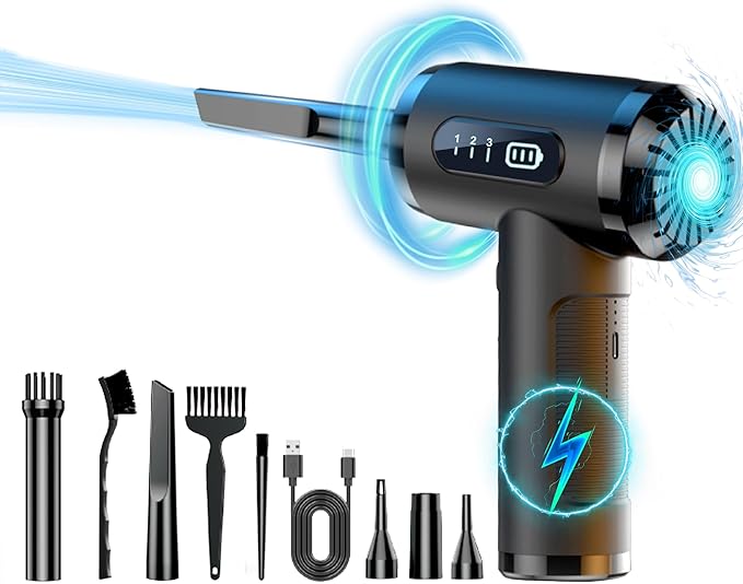 LIHAN Compressed Air Duster,Dust Cleaner for Car,Computer,Keyboard,Camera,Desk,Laptop,Mini Electric Blower for Yoga Ball,Balloon,Air Bed.