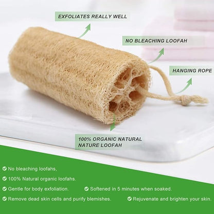 Natural Loofah Sponge, METLUCK 6 Pack Organic Real Loofah Exfoliating Body Scrubber Luffa Sponge Natural Loofah Bulk for Men Women in Bath Shower Deep Clean