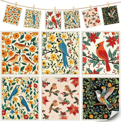 6Pcs 6 Styles Bird Swedish Dishcloths for Kitchen 7.7 x 6.8 Inch Reusable Quick Drying Sponge Bird Dish Cloths Bulk Biodegradable Absorbent Towels for Home Countertop Tableware Cleaning Use