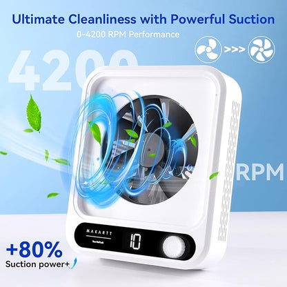 Makartt Nail Dust Collector - Professional Powerful Suction Larina Dust Collector Nail Tech LED Display, Adjustable Speed Reusable Filter, Strainer Panel for Acrylic Nail Polishing Manicure Salon Home