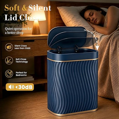 Ogikey Bathroom Small Trash Can with Automatic Touchless Lid, 2.6 Gallon Smart Garbage Can Narrow Waterproof Trash Bin for Bedroom, Office, Living Room