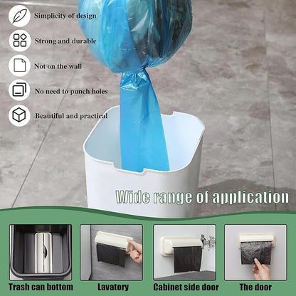 2 PCS Trash Bag Dispenser Roll Holder Bottom of Can, Adhesive Wall Mount Kitchen Garbage Bag Organizer and Storage Under Sink Inside Trashcan Cabinet for Home Bathroom (Beige)