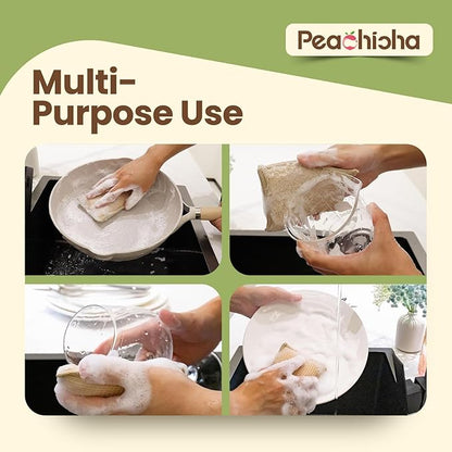 Bamboo Sponges for Dish Washing Reusable Dish Sponge Multi Use Kitchen Sponges Non-Scratch Reusable Cleaning Pads for Dishes, Pots and Pans, Pack of 5