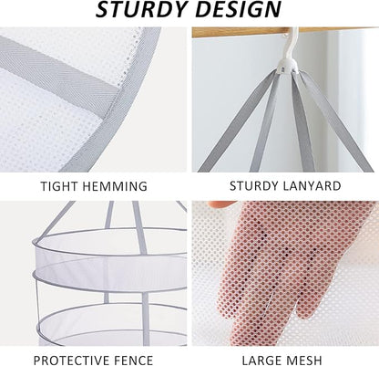 2-Tier Folding Mesh Clothes Hanging Dryer, Sweater Drying Rack, Large Laundry Drying Rack, Lay fold Flat Dry Hanger, Mesh Clothes Hanging Dryer - L(2Tier)