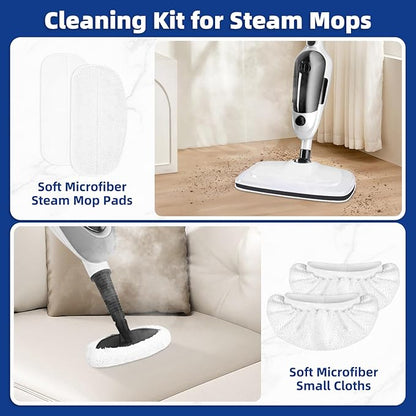 LOVECO 4 Pack Steam Mop Pads + 4 Microfiber Small Cloths Compatible with KGHKGH & Sprobil & Rvwsx Steam Mop Steam Cleaner, Washable Steam Mop Replacement Pads for Scratchfree Floor Cleaning