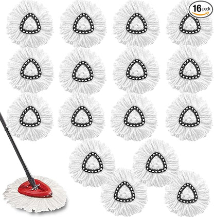 16Pack Spin Mop Replacement Heads,100% Microfiber Mop Head Replacement Compatible with Triangle Spin Mop, 360 Degree Spin Mop Refill for Easy House Cleaning Floor Mopping