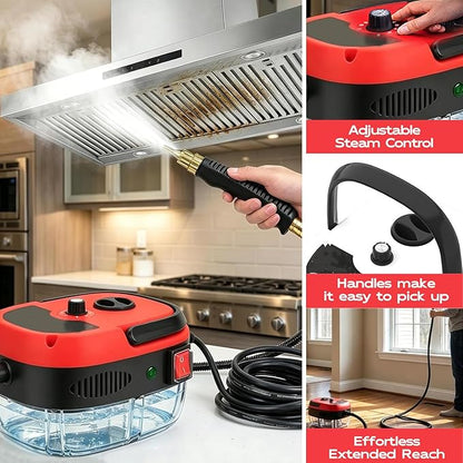 2500w Handheld High-Temperature Pressurized Steam Cleaner,10 In 1 Handheld Pressure Multi Purpose Cleaner, for Car Engine Furniture, Kitchen, Bathroom,Home Use (White)