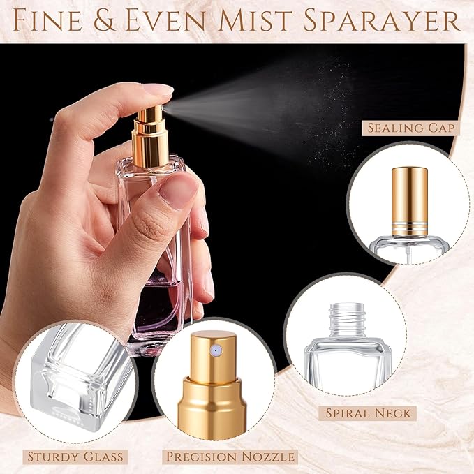 Domensi 30 Pcs 10/15/20/30 ml Perfume Travel Refillable Glass Bottles Spray Bottle Perfume Atomizer for Cologne Dispenser Leak-proof Fragrance Bottles Atomizer Pump Kit (30 ml,Gold)