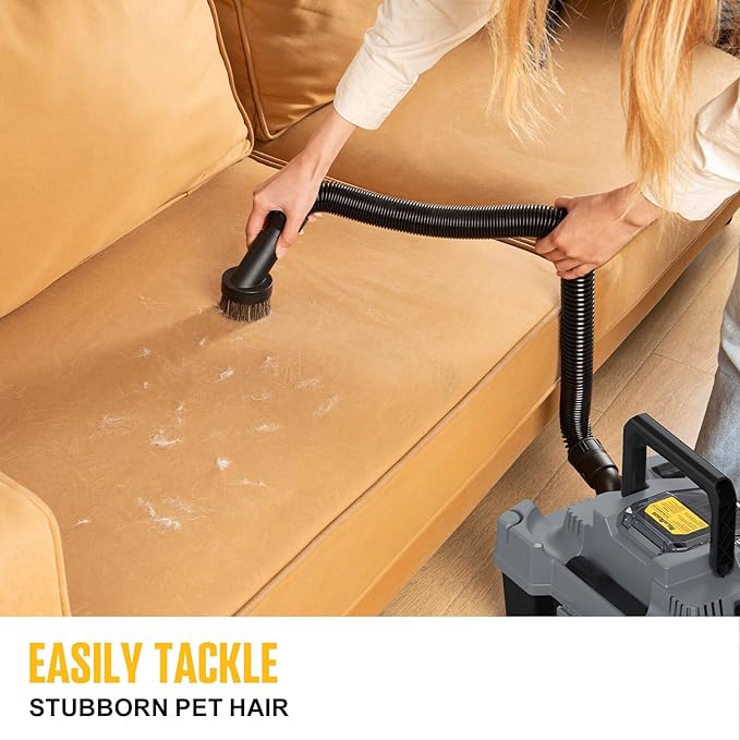 20V Cordless Wet Dry Vacuum, 2 Gallon Vacuum Cleaner, Powerful Suction, Four Nozzles, A Replacement Cartridge (Battery Not Included)