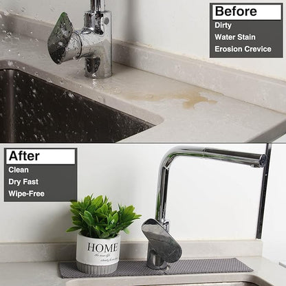 18'' Kitchen Faucet Absorbent Mat, Sink Splash Guard, Microfiber Faucet Handle Drip Catcher, Kitchenguard Tray, Water Drying Pads, Counter Protector for Kitchen, Bathroom, and RV