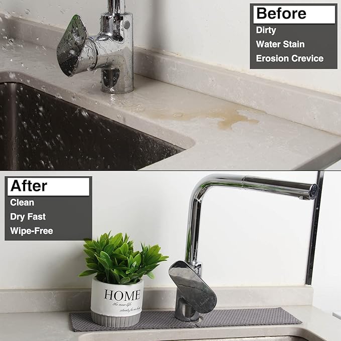 28'' Kitchen Faucet Absorbent Mat, Sink Splash Guard, Microfiber Faucet Handle Drip Catcher, Kitchenguard Tray, Water Drying Pads, Counter Protector for Kitchen, Bathroom, and RV
