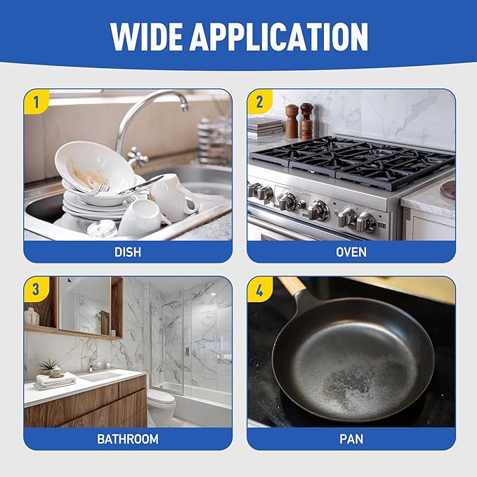 Non Scratch Dishwand Refills Sponge Heads, Heavy Duty Scrub Brush Sponges, Soap Dispensing Scrubbers, Common Compatible Dish Wand Refill Head Replacements for Kitchen Sink Dishwashing Cleaning