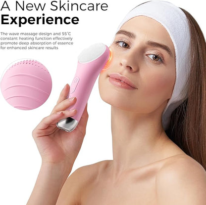 Face Scrubber Facial Cleansing Brush - Waterproof and Rechargeable Face Cleansing Brush with 4 LED Gentle Light, Cleansing, Exfoliating and Massaging, Electric Face Scrub Brush for Men & Women