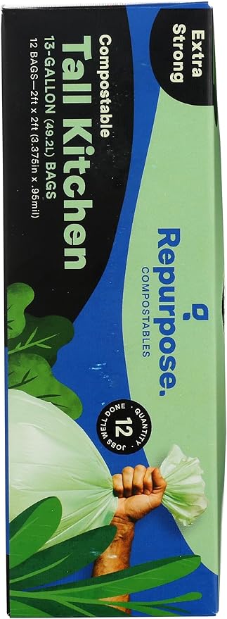 REPURPOSE Compostable 13 Gallon Tall Kitchen Bags, 12 CT
