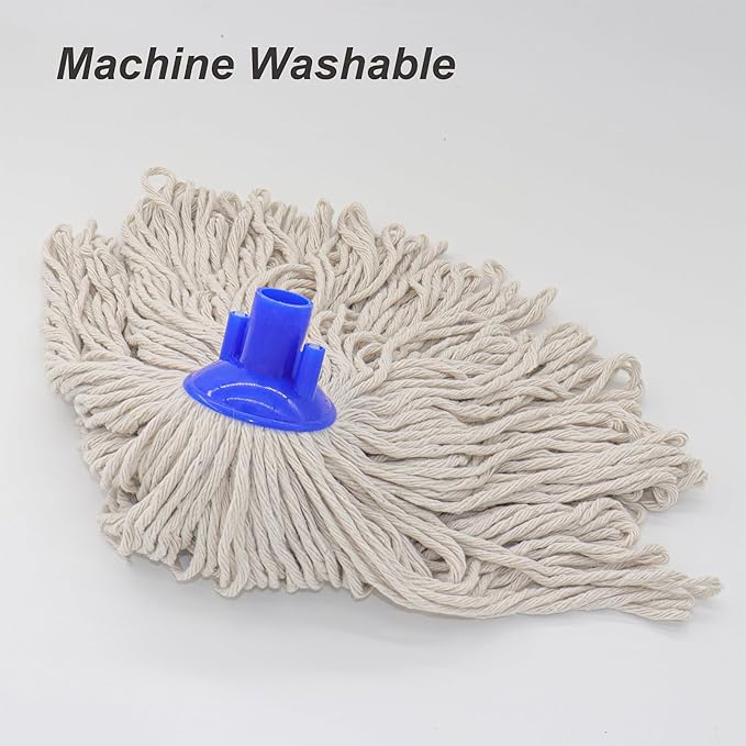 EaseYourDay Cotton String Screw on Mop Replacement Head Compatible with All Standard US Threading Pole (6 Cotton mop Heads)