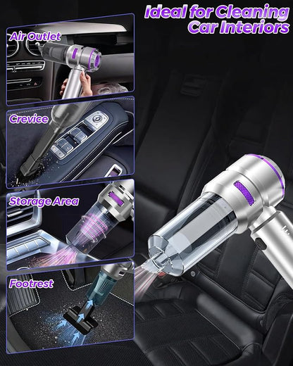 Cordless Car Vacuum Cleaner 16000Pa - 4 in 1 Handheld Vacuum Blower Inflator,Brushless Motor 80000RPM | Wet Dry | Washable Filter | Type-C Fast Charge for Car Home Office Pet Hair