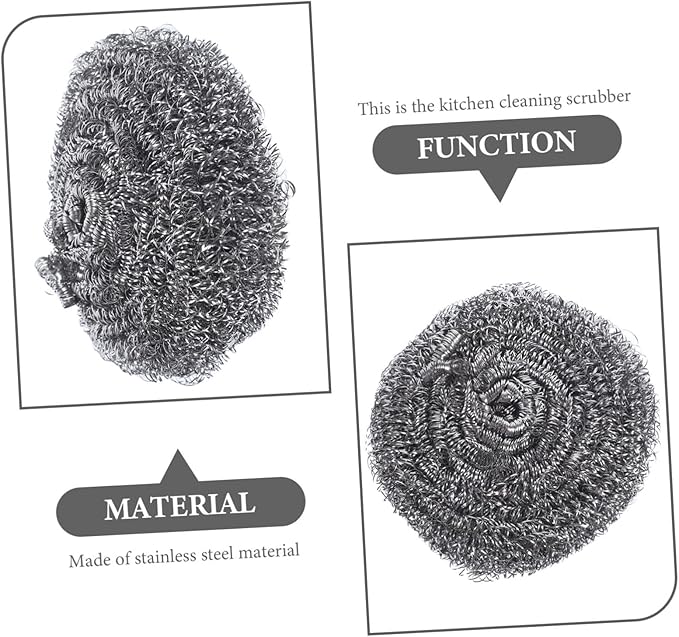 KICHOUSE 6Pcs Pot Scrubbers Metal Cleaning Balls for Pots Pans and Grills for Tough Stains and Removal Easy to Use Non Damaging Design