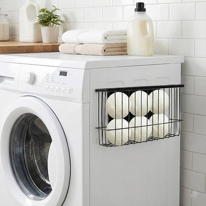 Magnetic Dryer Ball Storage for Laundry Room, Magnetic Lint Bin Basket Organization Storage, Iron Built-in Magnet Dryer Ball Holder Basket Fridge Container for Laundry Room Organizer