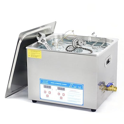 VUA 15L Commercial Ultrasonic Cleaner with Digital Timer & Heater, Professional Ultrasonic Parts Cleaner, 40kHz Ultra Sonic Cleaning Machine for Repairing Tools Industrial Parts Wrench