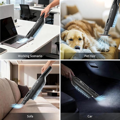 Cordless Handheld Vacuum, Lightweight Portable Hand Vacuum Cleaner with LED Light,Rechargeable Hand Held Vacuum with One-Touch Empty, Powerful Suction for Office, Home,Car,Black