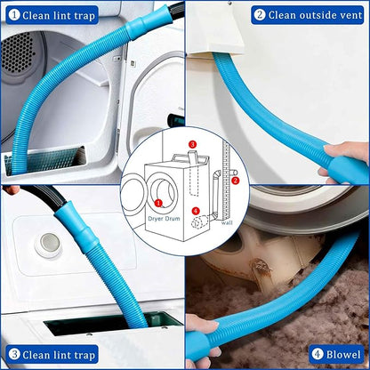 Dryer Vent Cleaner Kit with Dryer Vacuum Hose Attachment, 4-in-1 Multi-Lint Remover Brush, Suitable for Most Aacuum Cleaners for Efficient, Safe, and Thorough Dryer Lint Cleaner Tools (Black)
