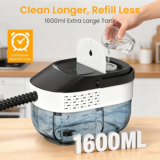 Pressurized Steam Cleaner 1.6L, 3-Level Adjustable Steamer for Cleaning, 10s Heat-Up, 2500W Handheld Steamer Cleaner for Home, Car, Kitchen, Floor, Multi-Surface Cleaning Machine, 19pcs Accessories