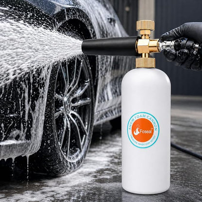 Foseal Adjustable Snow Foam Cannon with Heavy Duty Brass Knob, Quick Release Foam Blaster for Pressure Washer Gun, 1L Bottle