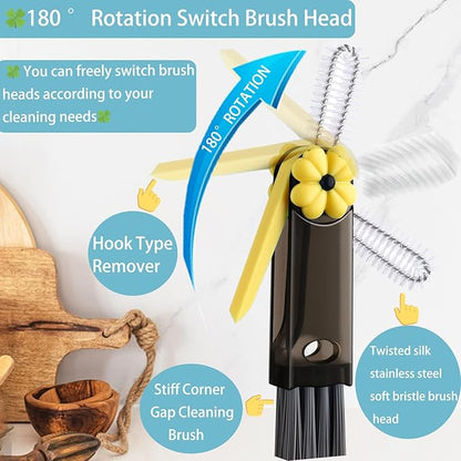 3 in 1 Cup Lid Gap Cleaning Brush, Cup Lid Brush, Multifunctional Water Bottle Cleaning Brush, Home Kitchen Crevice Brush Tools for Tiny Cup Lid Detail, Bottle Tight Spaces Cup(3 PCS)