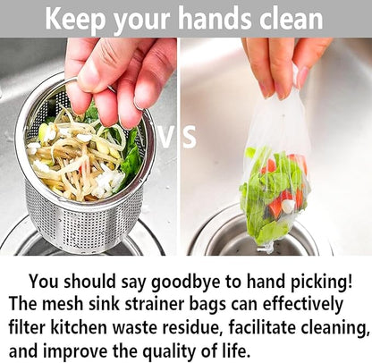 200 PCS Disposable Kitchen Sink Drain Strainer Mesh Bag and PP Extraction Box Fits Sink Strainer for Collecting Kitchen Food Waste Leftover Garbage