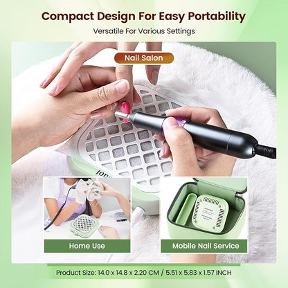 JODSONE 6000RPM Mini Nail Dust Collector Powerful Suction Portable PocketSized Nail Salon with 30 Filters Green