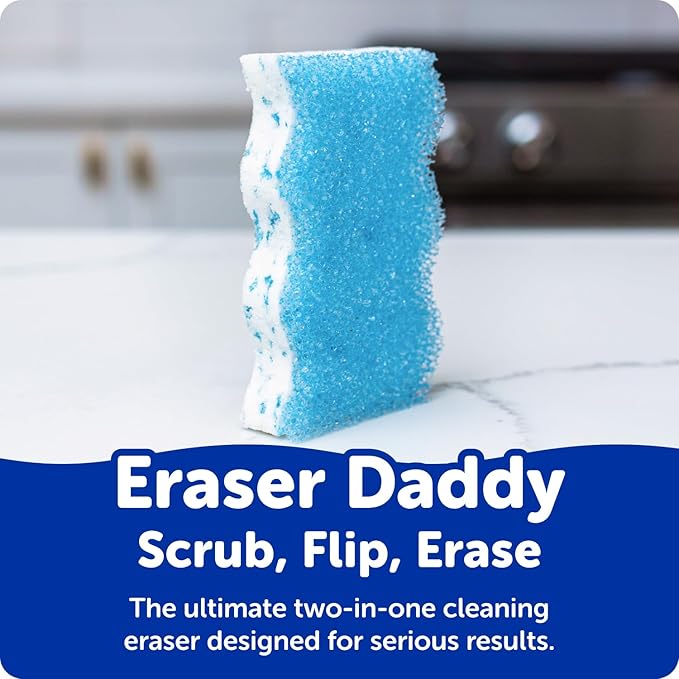 Scrub Daddy Eraser Sponge - 10x More Durable Than Traditional Erasers with Scrubbing Gems - Removes Dirt, Scuffs & Stains - Water Activated Sponge Eraser (2 Pack)