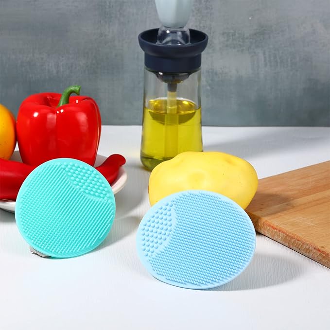 Yinkin 2 Pcs Vegetable Brush Potato Scrubber Veggie Brush Silicone Reusable Cleaning Tools with Non Slip Grip for Kitchen Food Potato Carrots Corn