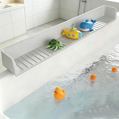 Splash Guard for Bathtub, Bathtub Splash Guard with Strong Suction Cups, Silicone Toy Tray Caddy Holder Storage Over Tub, Prevent Water Splashing in The Bathroom(2.62-FT)