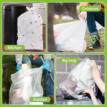 Teivio Large Clear Trash Bags 40-45 Gallon 33 Counts Fit 39,40,45,Gal All Purpose Garbage Bags, Extra Large Lawn and Leaf Bags Outdoor Trash Can Liner, Drum Liners, Workshops, Backyard