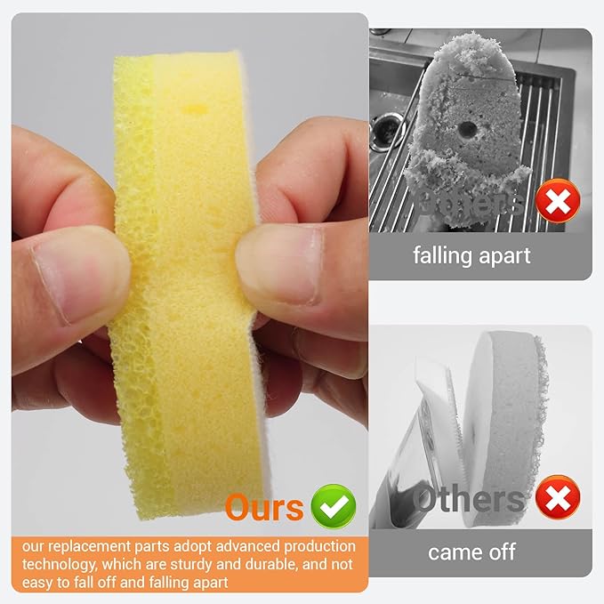 12Packs Dish Wand Sponge Refills for Scrub Daddy Dish Daddy - Replacement Heads for Dish Sponges, Non Scratch Dish Washing Scrubbers, Kitchen Dish Cleaning (Only Refills)
