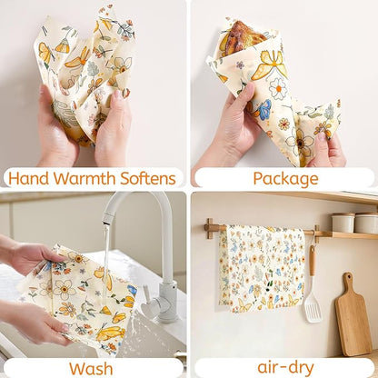 Beeswax Wraps for Food – 9 Pack Reusable Beeswax Bread Bag & Sandwich Wrap, Organic & Eco-Friendly & Sustainable Bees Paper, Perfect Alternative to Aluminum Foil Sourdough Storage & Plastic Wrap