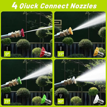 Portable Power Washer, 4 Quick Connect Nozzles, High Cleaning Machine for Car, Patio, Driveway,Fences,Decks