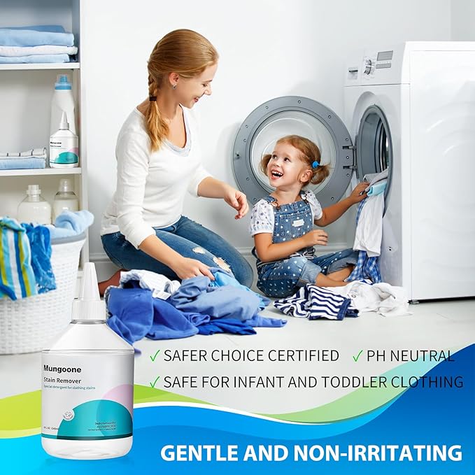 Clothes Grease Stain Remover, Newborn & Baby Essentials, Laundry Stain Treatment, Stain Remover for Oil Grease, Ink Stains, Foods & Vegetable Stains, Makeup, Grass, Coffee, & More, 8 Fl Oz