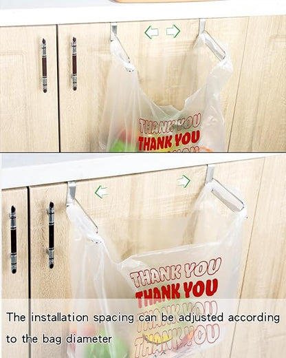 Trash Bag Holder Rack, Over Cabinet Door Garbage Bag Storage Organizer, Stainless Steel, 5.5 Inches