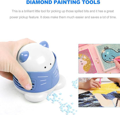 Cartoon Desktop Vacuum Cleaner Clean Excess Drill Tools Mini Cleaning Machine (Extractor - Blue)