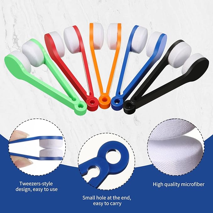 30 Pieces Mini Sun Glasses Eyeglass Microfiber Cleaner Glasses Soft Brush Tool Accessories Mini Spectacles Brush Cleaning Tool Eyeglasses Cleaner Microfiber Cleaning Clip, 5 Colors